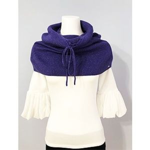 Juicy Couture Rib Knit Sparkle Purple Loop Scarf